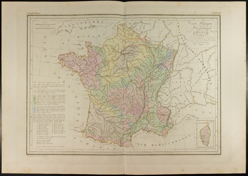 Carta geografica 1846 francia - geografica, 1846: